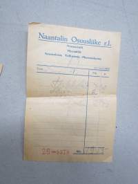 Naantalin Osuusliike r.l. Naantali 1942 -kuittilomake