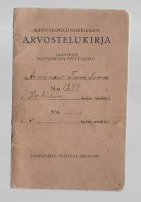 Kirvu Inkilä Kansakouluopppilaan arvostelukirja 1935-38   - todistus