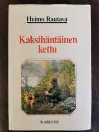 Kaksihäntäinen kettu (signeeraus+lehtileike Pekka Ilonen: Heimo Rautavan kokoelmasta erämuseo Ilomantsiin. Savon Sanomat 31.12. 1983)