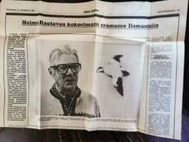 Kaksihäntäinen kettu (signeeraus+lehtileike Pekka Ilonen: Heimo Rautavan kokoelmasta erämuseo Ilomantsiin. Savon Sanomat 31.12. 1983)