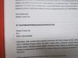 Nokka 2043, 2551, 3052, 3061, 3453, 3467, 3955, 3966, 3970 kourakuormain -asennus, käyttöohjekirja, huolto-ohjeet