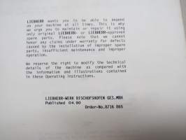 Liebherr L 531 (279/713 eteenpäin) / L 541 (289/758 eteenpäin) Instruction Manual -käyttöohjekirja, englanninkielinen