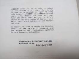 Liebherr L 531 (279/713 eteenpäin) / L 541 (289/758 eteenpäin) Instruction Manual -käyttöohjekirja, englanninkielinen