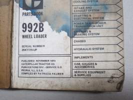 Caterpillar 992B Wheel loader serial number 25K1170-up -varaosaluettelo
