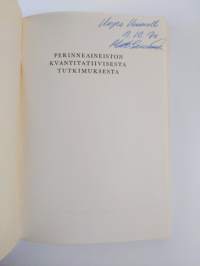 Perinneaineiston kvantitatiivisesta tutkimuksesta (signeerattu, tekijän omiste)