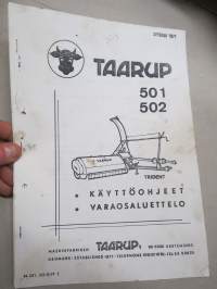 Taarup 501, 502 Trident - käyttöohjeet, varaosaluettelo