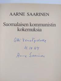 Suomalaisen kommunistin kokemuksia (tekijän omiste, signeerattu)