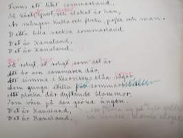 Kanalands Sång -turunmaalaisen paikan &quot;ylistyslaulu&quot; 1930-luvulta koululaisen kirjoittamana