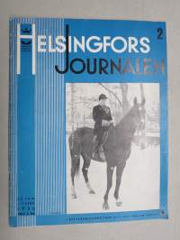 Helsingfors Journalen 1936 nr 2, Brita Fazer i pärmbild med häste, Skatter i dagen, Agot Cannelin-Catani, Bad Grankulla, Svarta rosor i Bio Rex etc.