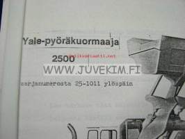 Yale 2500 pyöräkuormaaja -käyttö- ja huolto-ohjekirja numerosta 25-1011 ylöspäin
