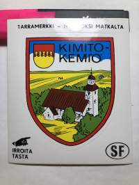 Kimitö -Kemiö -tarra, matkamuistotarra 1970-luvulta