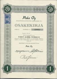 Poke Oy (Polkupyöräkauppiaitten Keskusliike Oy  osakekirja 1951   merkitty