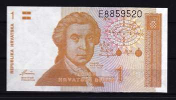 Seteli - Kroatia/Hrvatska 1 dinar, pakkasileä. 1991
