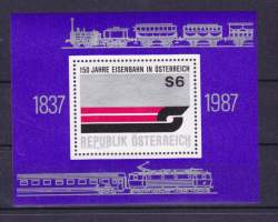 Itävalta - 150 Jahre Eisenbahn in Österreich 1837-1987. Postituore blokki **. Rautatie 150 v