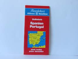 Baedekers Straßenkarte Spanien, Portugal -maantiekartta