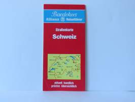 Baedekers Straßenkarte Schweiz -maantiekartta