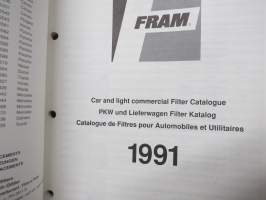 Fram oil filters 1991 -tuoteluettelo