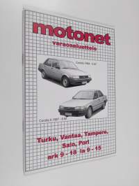 Motonet varaosaluettelo : Corolla 1984 - 5.87 ; Corolla 5.1987 - 8.92