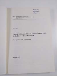 Analysis of financial markets and central bank policy in the flow-of-funds framework : an application to the case of Finland (signeerattu, tekijän omiste)