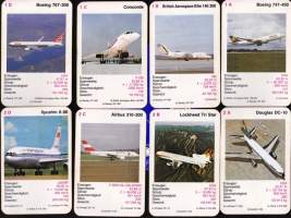 Lentokone -(peli)kortteja 30 kpl. Paljon ex-lentoyhtiöitä ja -koneita.