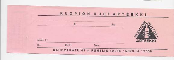 Kuopion Uusi Apteekki Kuopio  resepti  signatuuri blanko