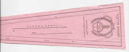 Kangasalan Apteekki Kangasala Oskar Allen  resepti  signatuuri