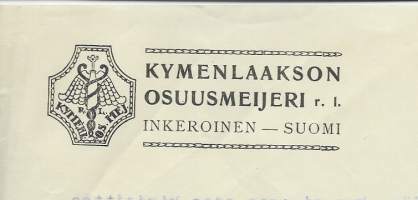 Kymenlaakson Osuusmeijeri Inkeroinen 1920 -  firmalomake