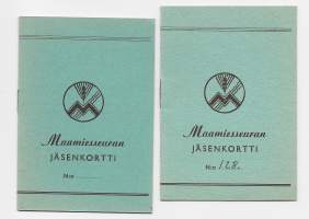 Maanmiesseuran  - jäsenkortti 1940- luku blanko ja esitäytetty 2 kpl erä