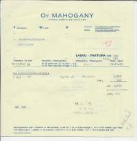 Mahogany Oy, Helsinki  1958  - firmalomake