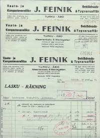 J Feinik Turku   1933-35 - firmalomake 3 kpl erä