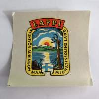 Lappi - Keskiyön auringon maa - Midnattssoless land - Finland -siirtokuva / vesisiirtokuva / dekaali -1960-luvun matkamuisto