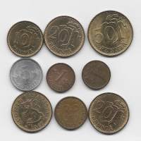 Erä 1 - 50 penniä  kolikoita  yht n 9 kpl m 1963