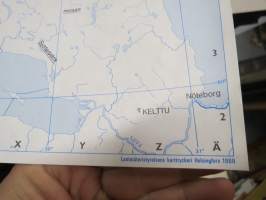 Suomen kartta yhdeksänä eri painatteena