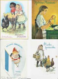 Pääsiäiskortti   sign Jenny Nyström   postikortti taiteilijapostikortti 4 eril