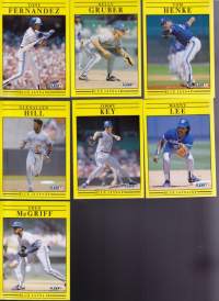 Fleer &#039;91 baseball cards.  Kuvissa muut tarjolla olevat baseball keräilykortit euron kappale (EI koske Don Mattingly/Ozzie Smith!!).