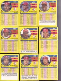 Fleer &#039;91 baseball cards.  Kuvissa muut tarjolla olevat baseball keräilykortit euron kappale (EI koske Don Mattingly/Ozzie Smith!!).