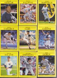 Fleer &#039;91 baseball cards.  Kuvissa muut tarjolla olevat baseball keräilykortit euron kappale (EI koske Don Mattingly/Ozzie Smith!!).