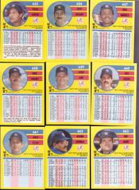 Fleer &#039;91 baseball cards.  Kuvissa muut tarjolla olevat baseball keräilykortit euron kappale (EI koske Don Mattingly/Ozzie Smith!!).