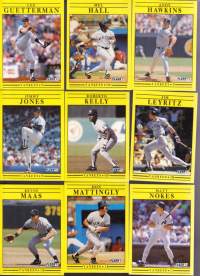 Fleer &#039;91 baseball cards.  Kuvissa muut tarjolla olevat baseball keräilykortit euron kappale (EI koske Don Mattingly/Ozzie Smith!!).