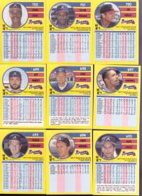 Fleer &#039;91 baseball cards.  Kuvissa muut tarjolla olevat baseball keräilykortit euron kappale (EI koske Don Mattingly/Ozzie Smith!!).