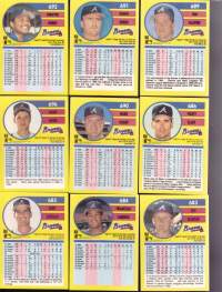 Fleer &#039;91 baseball cards.  Kuvissa muut tarjolla olevat baseball keräilykortit euron kappale (EI koske Don Mattingly/Ozzie Smith!!).