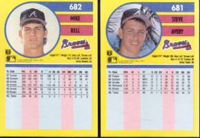 Fleer &#039;91 baseball cards.  Kuvissa muut tarjolla olevat baseball keräilykortit euron kappale (EI koske Don Mattingly/Ozzie Smith!!).