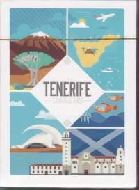 Pelikortit Teneriffan näkymillä kuvitettuna. Souvenir from Canary Islands Tenerife.  Uudet, muovissa.