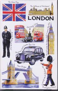 Pelikortit Lontoon näkymillä kuvitettuna. Souvenir from London.  Uudet