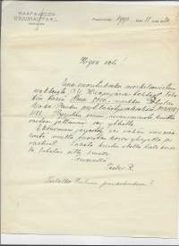 Haapaveden Osuuskauppa rl 1920-  firmalomake