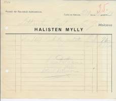Halisten Mylly Turku 1922 -  firmalomake