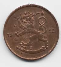 10  penniä  1922