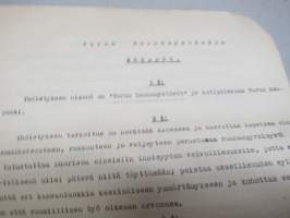 Turun Rauhanystävät, sopimuskirja, säännöt, ilmoitus yhdistysrekisteriin, asiakirjoja ym. - yhdistys perustettu 1937