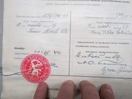 Turun Rauhanystävät, sopimuskirja, säännöt, ilmoitus yhdistysrekisteriin, asiakirjoja ym. - yhdistys perustettu 1937