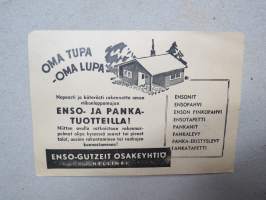 Maaottelumarssi Suomi-Ruotsi 1941 -marssikortti  - taustalla Enso / Panka -mainos